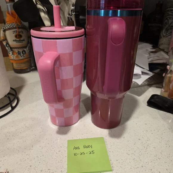 Pink Checkered Tumbler and Stanley Mug Set - Picture 2 of 5